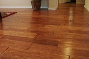 Polished wood flooring